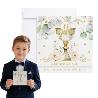 ZAPROSZENIA KOMUNIJNE KIELICH 5szt. ZAPROSZENIA NA KOMUNIĘ