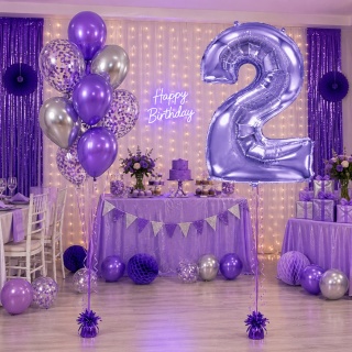 BALON FOLIOWY CYFRA 2 FIOLETOWA 102cm URODZINY ROCZNICA