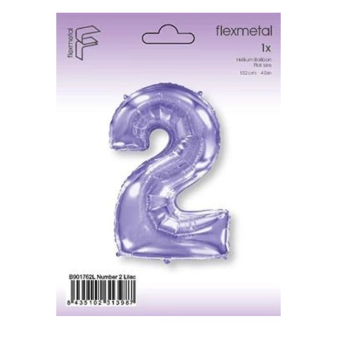 BALON FOLIOWY CYFRA 2 FIOLETOWA 102cm URODZINY ROCZNICA