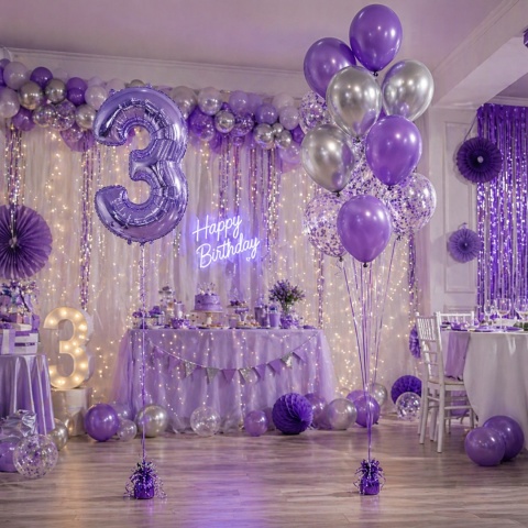 BALON FOLIOWY CYFRA 3 FIOLETOWA 102cm URODZINY ROCZNICA