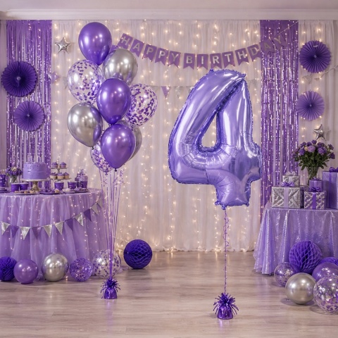 BALON FOLIOWY CYFRA 4 FIOLETOWA 102cm URODZINY ROCZNICA