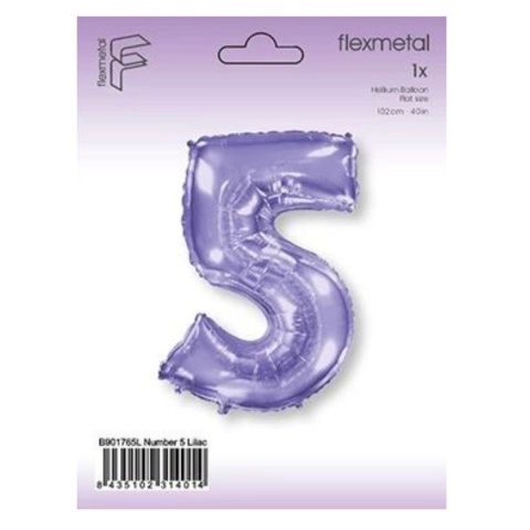 BALON FOLIOWY CYFRA 5 FIOLETOWA 102cm URODZINY ROCZNICA