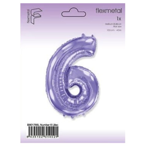 BALON FOLIOWY CYFRA 6 FIOLETOWA 102cm URODZINY ROCZNICA