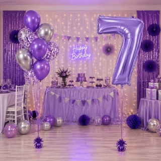 BALON FOLIOWY CYFRA 7 FIOLETOWA 102cm URODZINY ROCZNICA