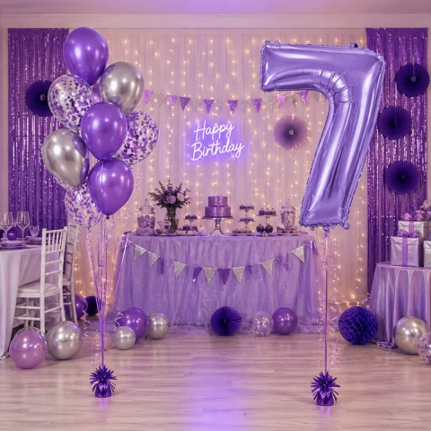 BALON FOLIOWY CYFRA 7 FIOLETOWA 102cm URODZINY ROCZNICA
