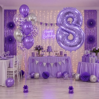 BALON FOLIOWY CYFRA 8 FIOLETOWA 102cm URODZINY ROCZNICA