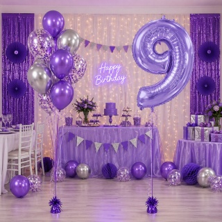 BALON FOLIOWY CYFRA 9 FIOLETOWA 102cm URODZINY ROCZNICA