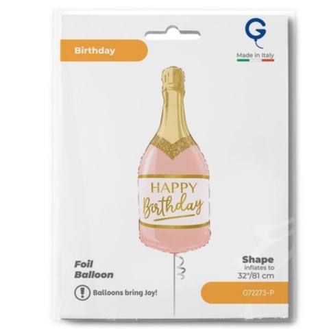 BALON RÓŻOWA BUTELKA SZAMPANA 89cm BALON SZAMPAN HAPPY BIRTHDAY