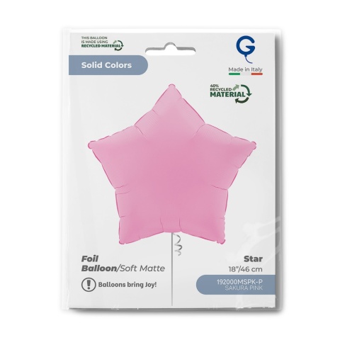 BALON GWIAZDKA SAKURA PINK 46cm BALON RÓŻOWA GWIAZDKA DELIKATNY MAT