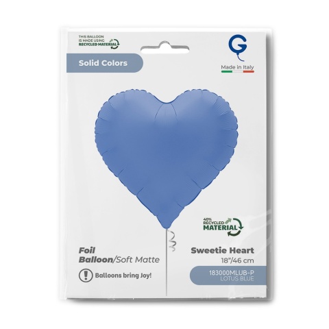 BALON SERCE LOTUS BLUE 46cm BALON NIEBIESKIE SERCE DELIKATNY MAT