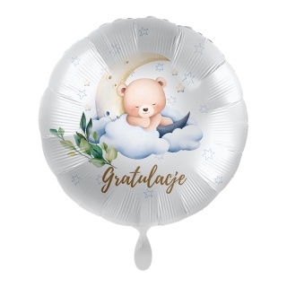 BALON Z MISIEM GRATULACJE 43cm BALON NA POWITANIE MALUSZKA