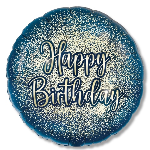 BALON URODZINOWY NAVY GOLD 45cm BALON HAPPY BIRTHDAY