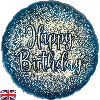 BALON URODZINOWY NAVY GOLD 45cm BALON HAPPY BIRTHDAY