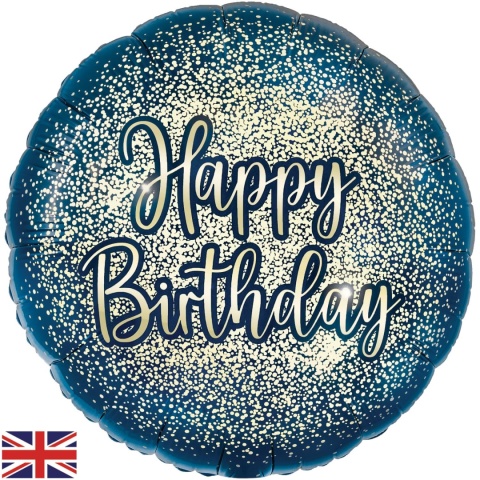 BALON URODZINOWY NAVY GOLD 45cm BALON HAPPY BIRTHDAY