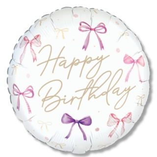 BALON URODZINOWY W KOKARDKI 45cm BALON HAPPY BIRTHDAY