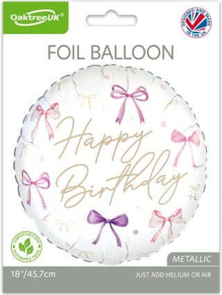 BALON URODZINOWY W KOKARDKI 45cm BALON HAPPY BIRTHDAY