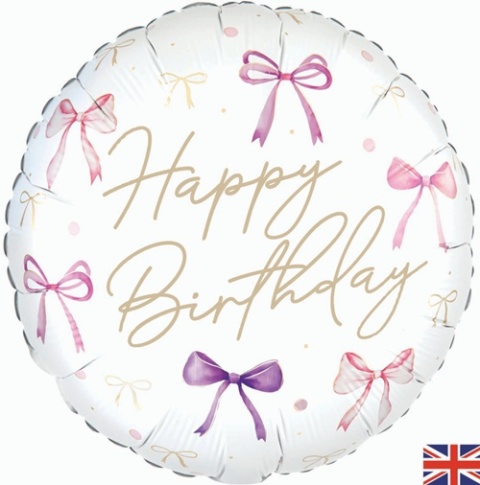 BALON URODZINOWY W KOKARDKI 45cm BALON HAPPY BIRTHDAY
