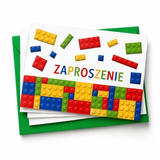 ZAPROSZENIA NA URODZINY KLOCKI 5szt. ZAPROSZENIA Z KLOCKAMI