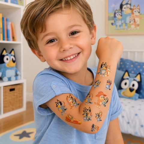 ZMYWALNE TATUAŻE DLA DZIECI BLUEY 12szt. BAJKOWE TATUAŻE