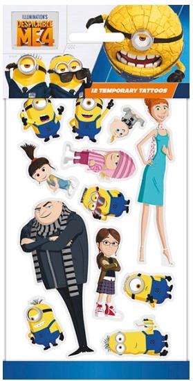 ZMYWALNE TATUAŻE DLA DZIECI MINIONKI 12szt. BAJKOWE TATUAŻE
