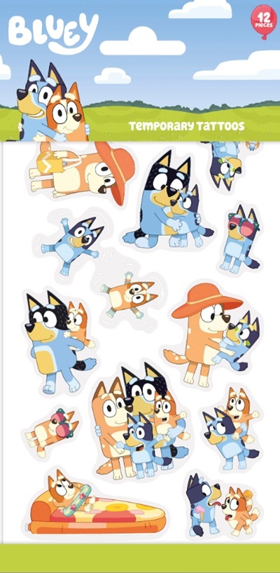 ZMYWALNE TATUAŻE DLA DZIECI BLUEY 12szt. BAJKOWE TATUAŻE