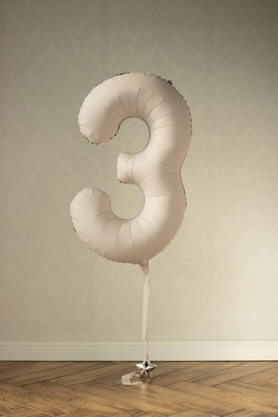 BALON FOLIOWY CYFRA 3 BEŻOWA JASNA MATOWA 86cm BALON CYFRA URODZINY ROCZNICA