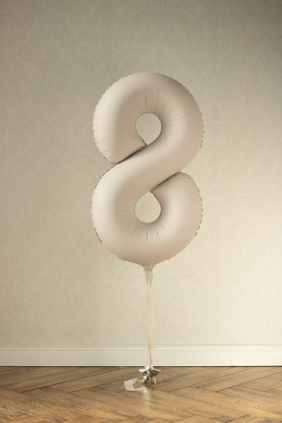 BALON FOLIOWY CYFRA 8 BEŻOWA JASNA MATOWA 86cm BALON CYFRA URODZINY ROCZNICA