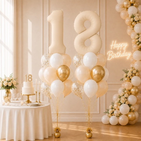 BALON FOLIOWY CYFRA 8 BEŻOWA JASNA MATOWA 86cm BALON CYFRA URODZINY ROCZNICA