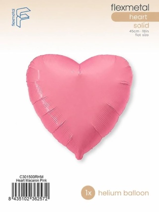BALON FOLIOWY SERCE MCARON PINK 45cm BALON RÓŻOWE SERCE