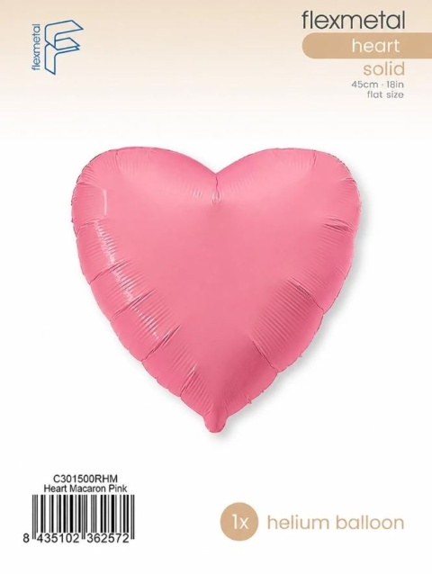 BALON FOLIOWY SERCE MCARON PINK 45cm BALON RÓŻOWE SERCE