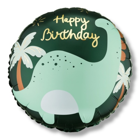 BALON URODZINOWY Z DINOZAUREM 45cm BALON HAPPY BIRTHDAY