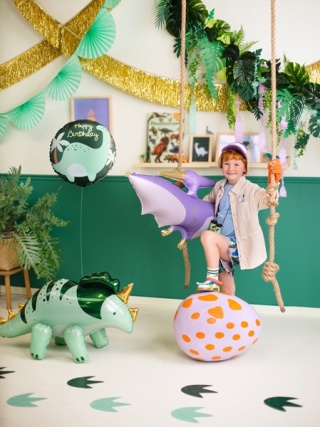 BALON URODZINOWY Z DINOZAUREM 45cm BALON HAPPY BIRTHDAY