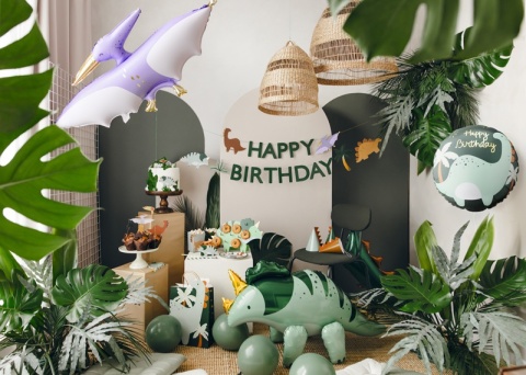 BALON URODZINOWY Z DINOZAUREM 45cm BALON HAPPY BIRTHDAY