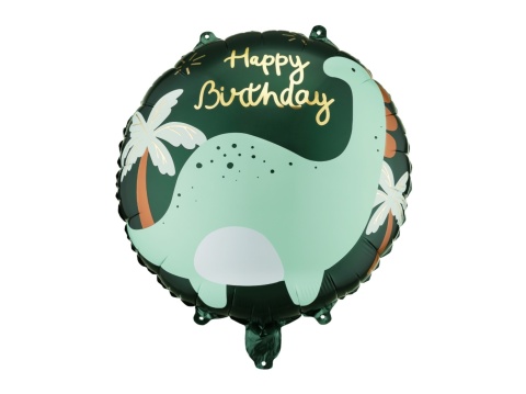 BALON URODZINOWY Z DINOZAUREM 45cm BALON HAPPY BIRTHDAY