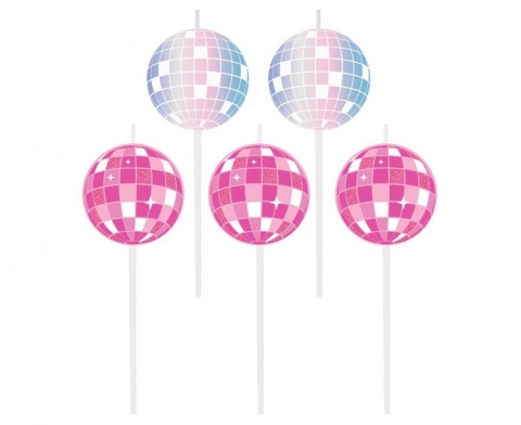 ŚWIECZKI KULE DISCO 5szt. PIKERY DISCO PARTY