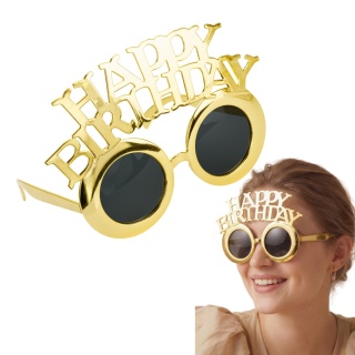 ZŁOTE OKULARY HAPPY BIRTHDAY 1szt. GADŻET URODZINOWY OKULARY