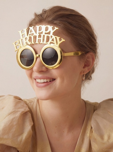 ZŁOTE OKULARY HAPPY BIRTHDAY 1szt. GADŻET URODZINOWY OKULARY
