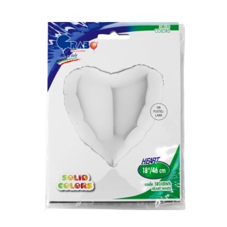 BALON FOLIOWY SERCE BIAŁE WHITE 46cm BALON BIAŁE SERCE