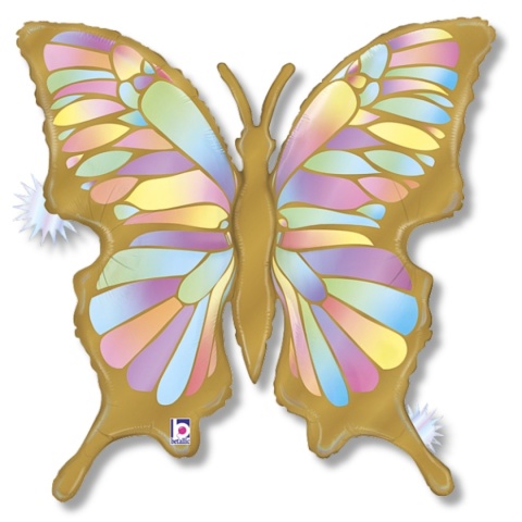 BALON FOLIOWY ZŁOTY MOTYL OPAL 84cm BALON MOTYL OPALIZUJĄCY