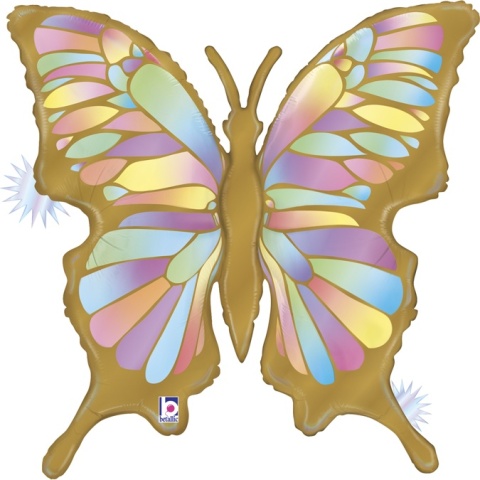BALON FOLIOWY ZŁOTY MOTYL OPAL 84cm BALON MOTYL OPALIZUJĄCY