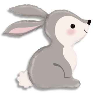 BALON FOLIOWY SZARY KRÓLIK 83cm BALON BUNNY WOODLAND