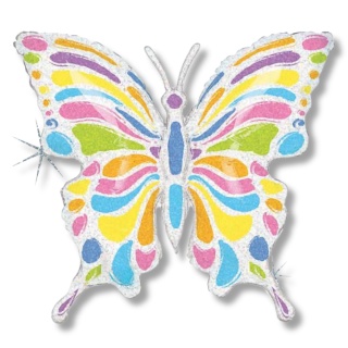 BALON FOLIOWY SREBRNY MOTYL HOLO 84cm BALON MOTYL KOLOROWY