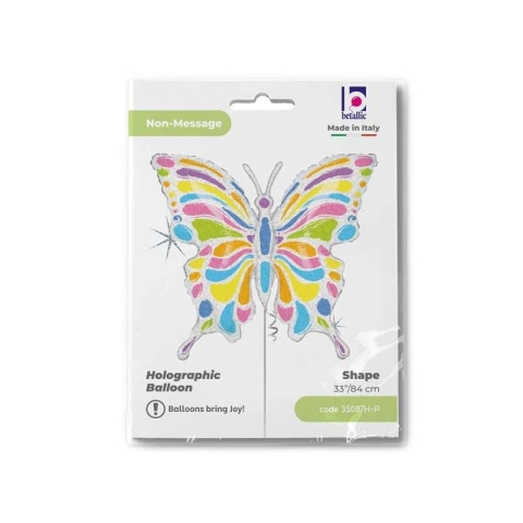 BALON FOLIOWY SREBRNY MOTYL HOLO 84cm BALON MOTYL KOLOROWY