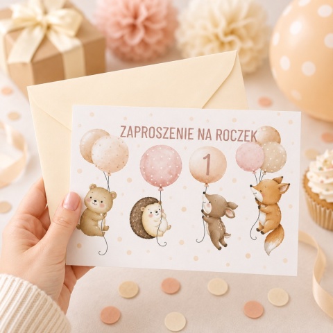 ZAPROSZENIA NA ROCZEK ZWIERZĄTKA 5szt. ZAPROSZENIA NA PIERWSZE URODZINY