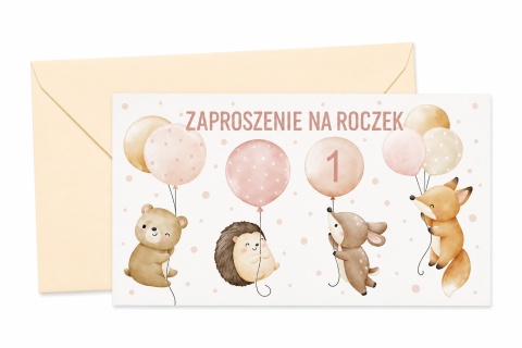 ZAPROSZENIA NA ROCZEK ZWIERZĄTKA 5szt. ZAPROSZENIA NA PIERWSZE URODZINY