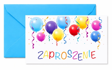 ZAPROSZENIA NA URODZINY BALONY NIEBIESKI 5szt. ZAPROSZENIA W BALONIKI