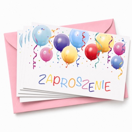 ZAPROSZENIA NA URODZINY BALONY RÓŻ 5szt. ZAPROSZENIA W BALONIKI
