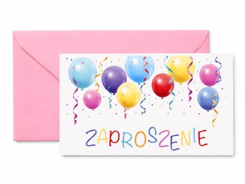 ZAPROSZENIA NA URODZINY BALONY RÓŻ 5szt. ZAPROSZENIA W BALONIKI