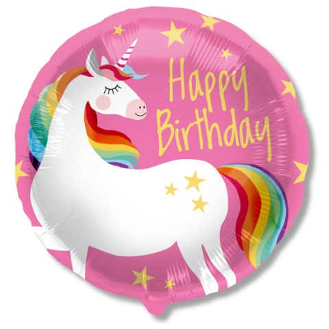 BALON URODZINOWY MAGICZNY JEDNOROŻEC 45cm BALON HAPPY BIRTHDAY