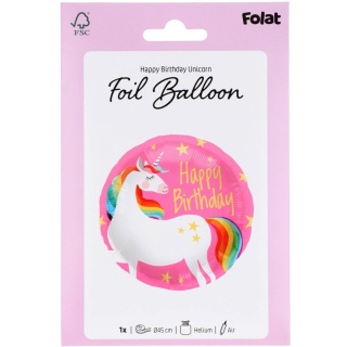 BALON URODZINOWY MAGICZNY JEDNOROŻEC 45cm BALON HAPPY BIRTHDAY